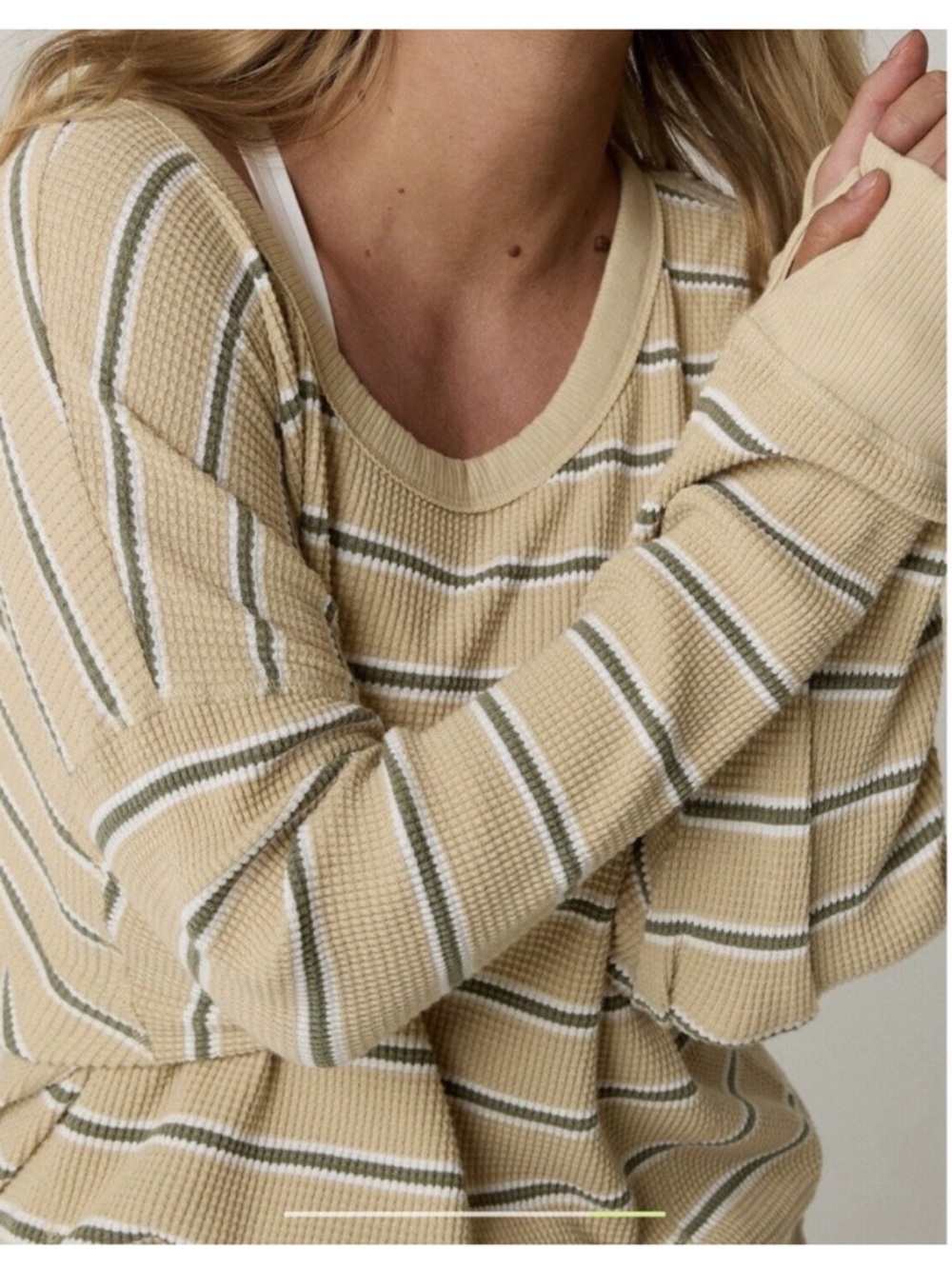 Aerie - Oversized Striped Waffle Top